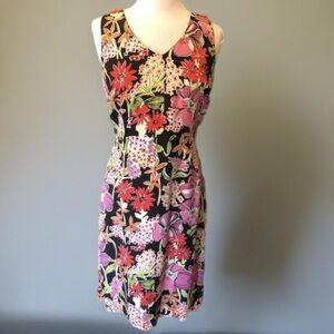 Vintage 95% silk 5% spandex floral Lilly Silk sheath dress  - sz 8